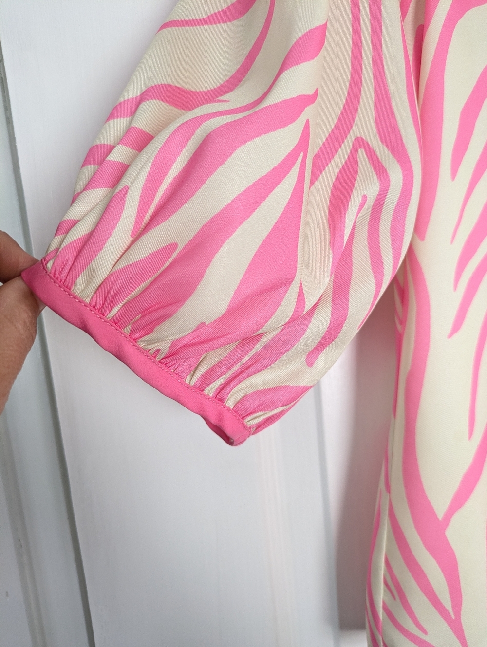 Jade Melody Tam Top Womens XS Pink Cream Lined Blouse 3/4 Sleeves - Picture 9 of 9